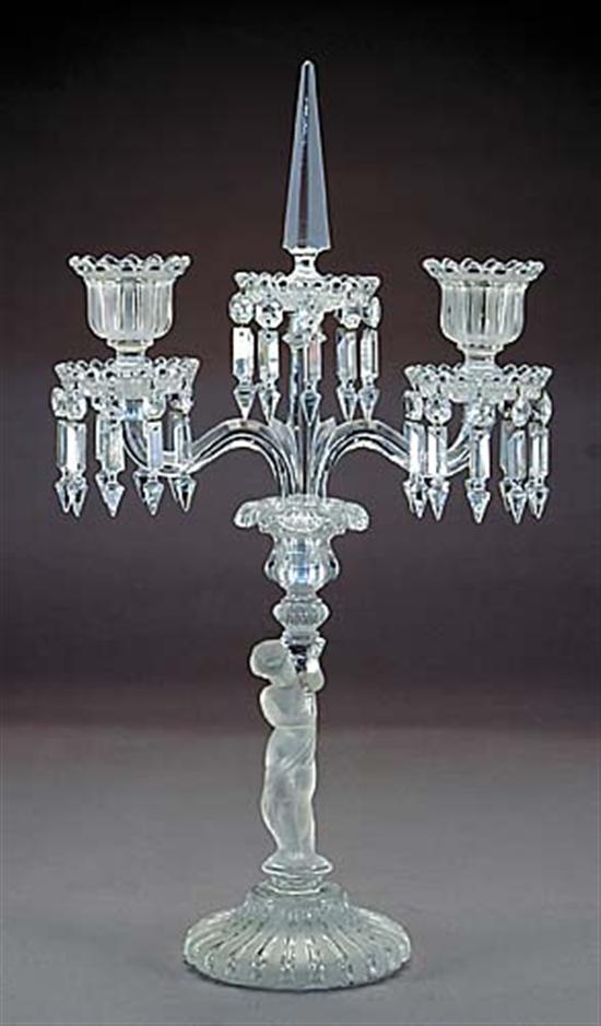 Appraisal: Baccarat crystal candelabrum th centurycentral bobeche with obelisk form finial