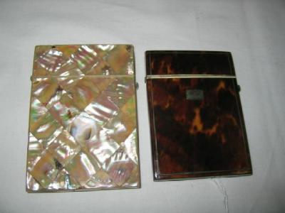 Appraisal: A TORTOISESHELL AND IVORY CARD CASE of oblong form with