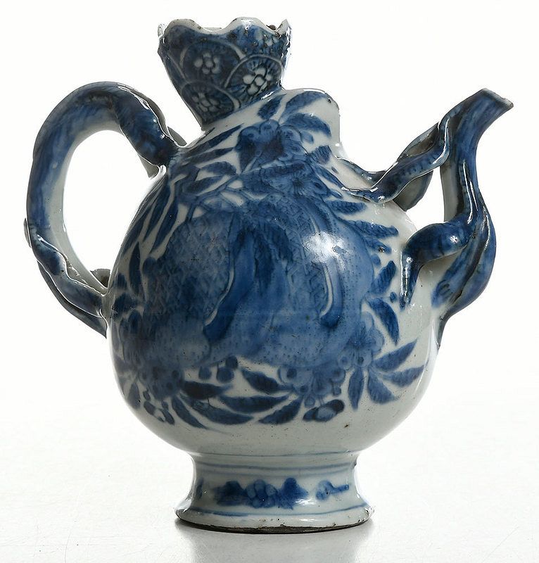 Appraisal: A Chinese Blue and White Peach Form Wine Pot possibly