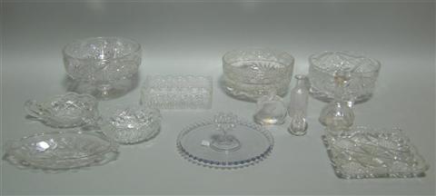 Appraisal: GROUP OF MISCELLANEOUS TABLE GLASS Including footed bowls nappies open