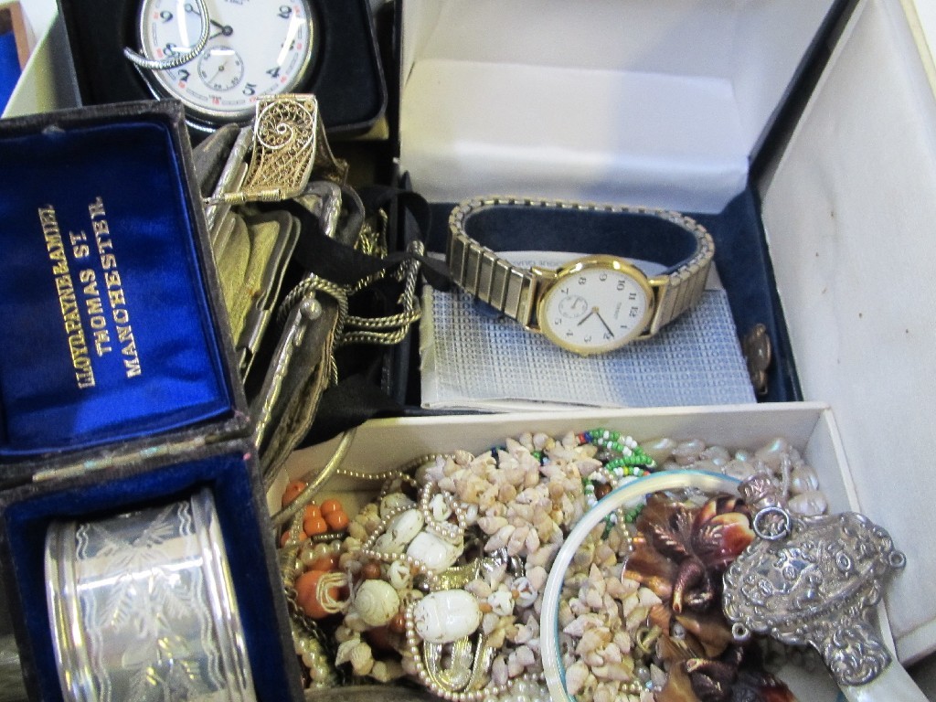 Appraisal: A box of coins costume jewellery silver napkin ring etc