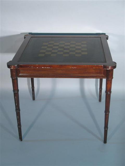 Appraisal: REGENCY STYLE MAHOGANY GAMING TABLE Mid- th century the square