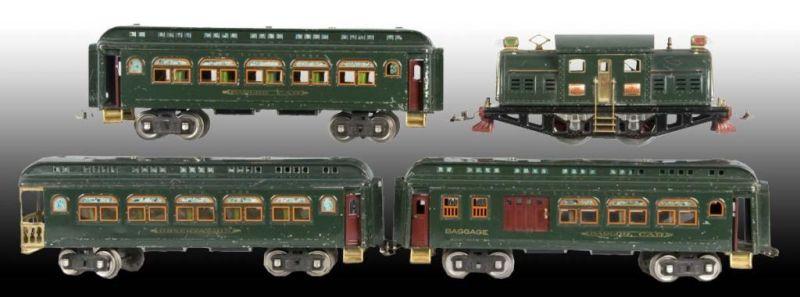 Appraisal: Lionel Standard Gauge E Passenger Train Set Description Pre-war Tin-plate