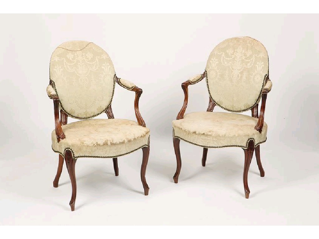 Appraisal: A PAIR OF GEORGE III ARMCHAIRS in the French Hepplewhite