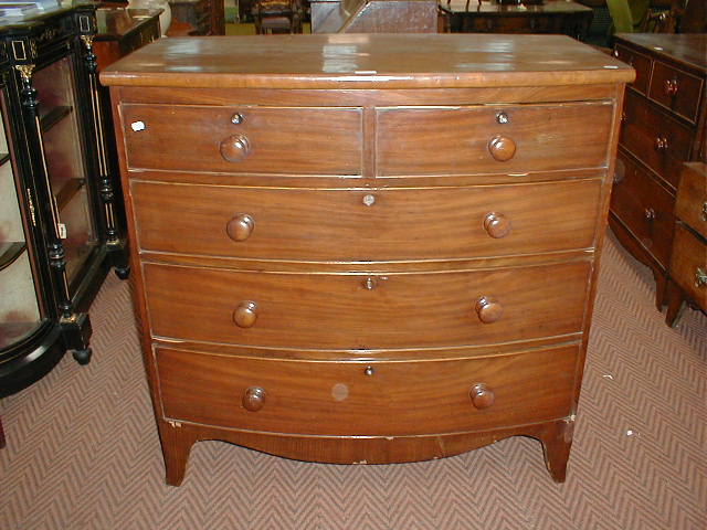 Appraisal: A Victorian mahogany bowfront chest of two short and three