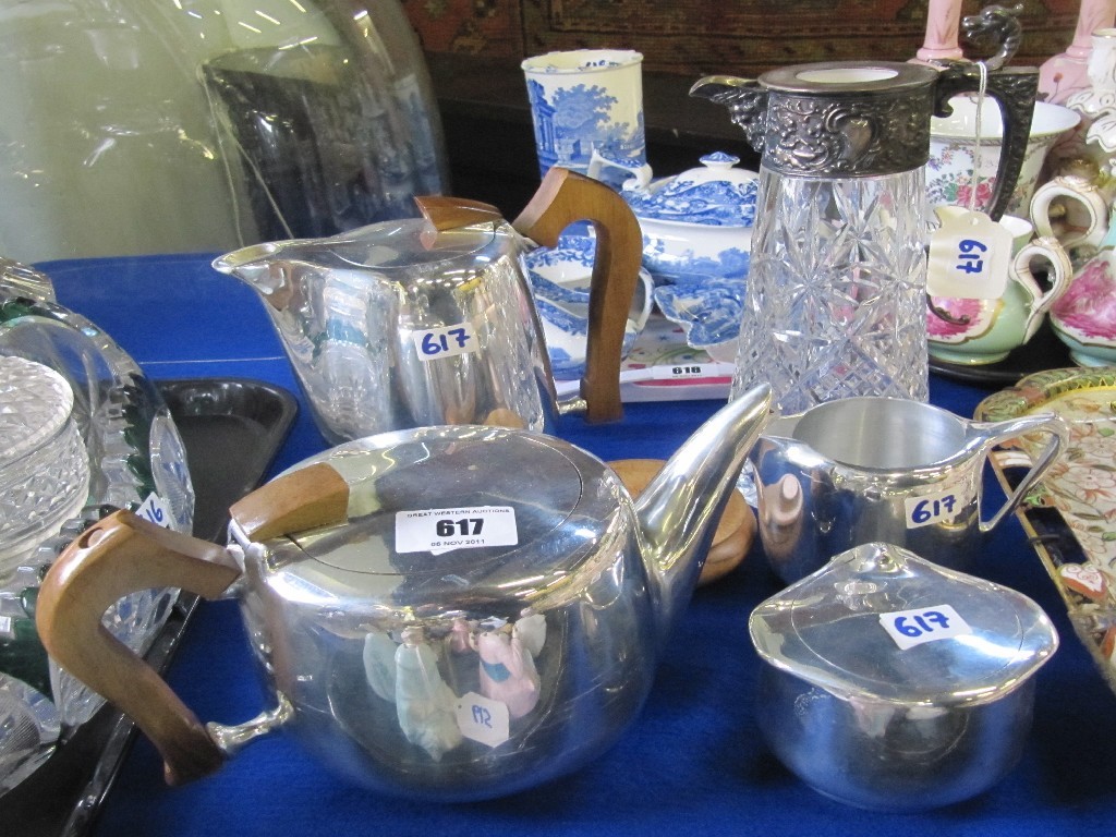 Appraisal: Four piece Picquot Ware tea service and a heavy cut