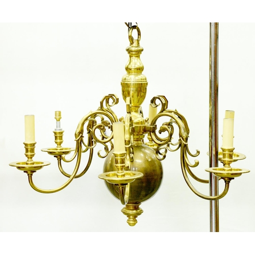 Appraisal: A brass chandelier th c of six lights in Dutch