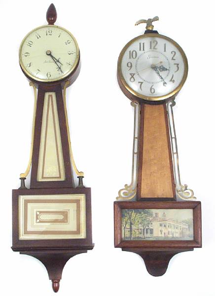 Appraisal: Two Federal style electric wall clocks height in width in