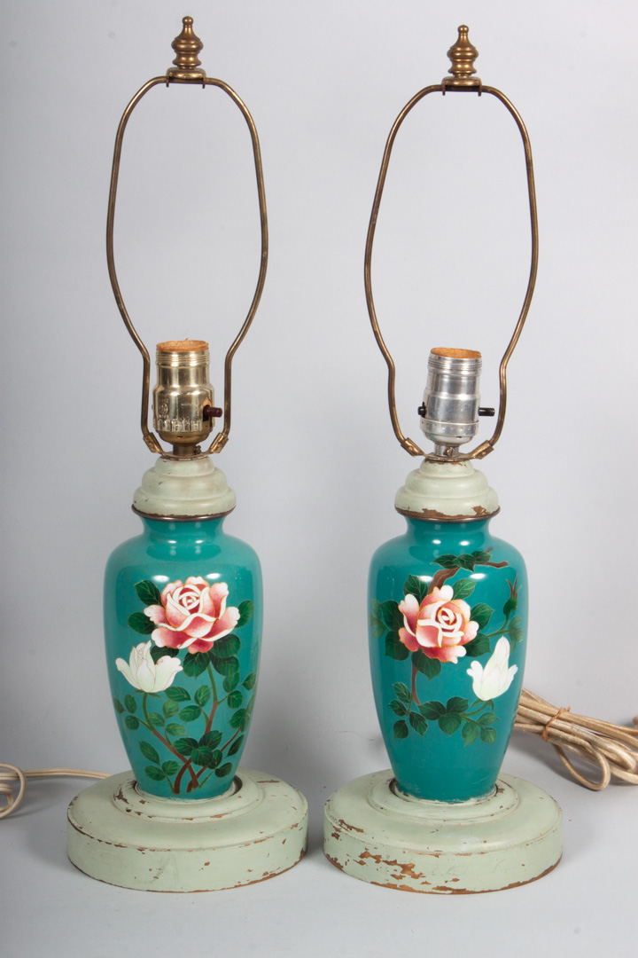 Appraisal: Pair of Japanese cloisonne enamel vase lamps early th century