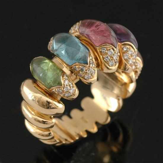 Appraisal: A multi gemstone and diamond set ring by Bvlgari From