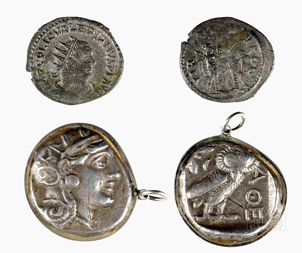 Appraisal: Greek Silver Tetradrachm Roman Silver Valerian I Coin Originally Listed