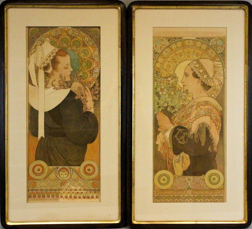 Appraisal: ALPHONSE MUCHA AUSTRIAN - HEATHER and SEA HOLLY Posters x