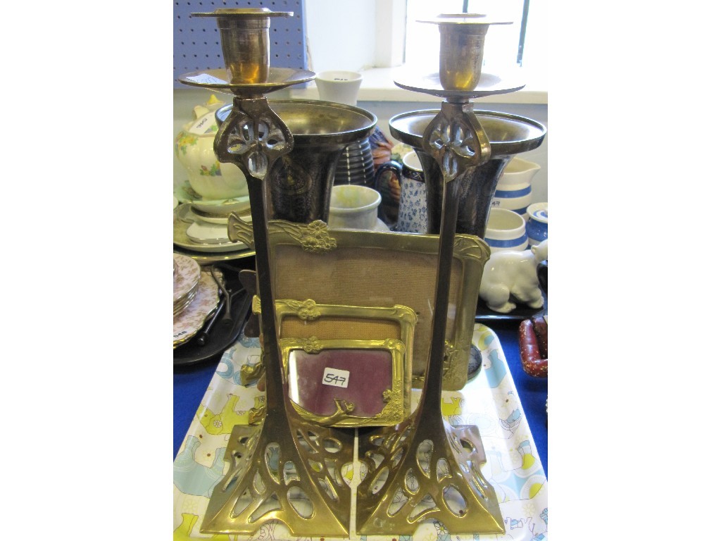 Appraisal: Lot comprising two trays to include brass candl