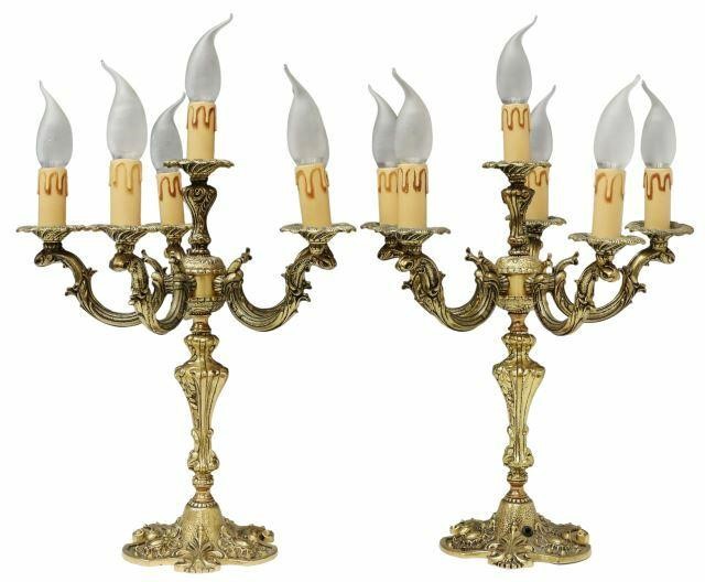 Appraisal: pair French Louis XV style bronze candelabra early th c