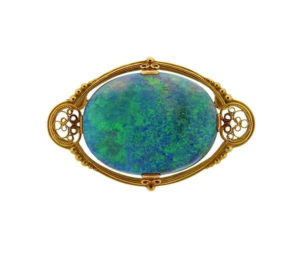 Appraisal: Tiffany Co K Gold Black Opal Brooch Pin METAL K