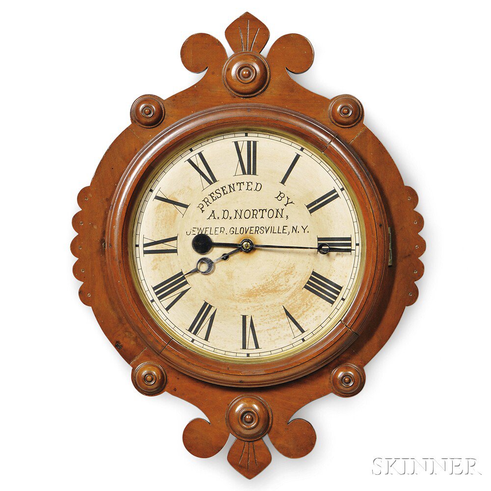 Appraisal: F Kroeber Maltese Walnut Gallery Clock New York c the