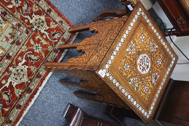 Appraisal: AN EARLY TH CENTURY MOORISH STYLE SQUARE OCCASIONAL TABLE with