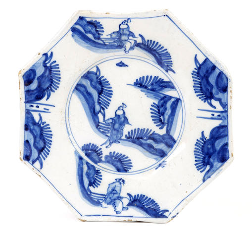 Appraisal: An English Delftware Octagonal Plate circa - Of unusually moulded