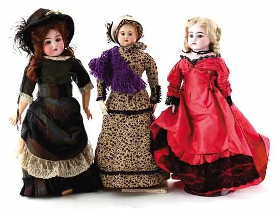 Appraisal: Collection of antique dolls circa consisting of Darling bisque shoulder-head