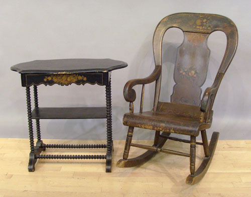 Appraisal: Painted Boston rocker together with a Victorian work table h