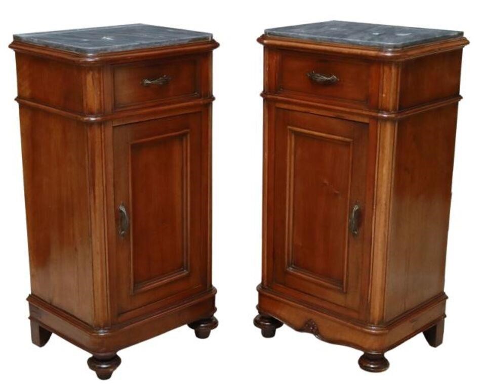 Appraisal: pair Italian carved walnut bedside cabinets late th c inset