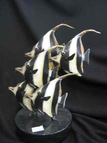 Appraisal: Stewart Wegner Bronze of Angel Fish colorful finish marble base