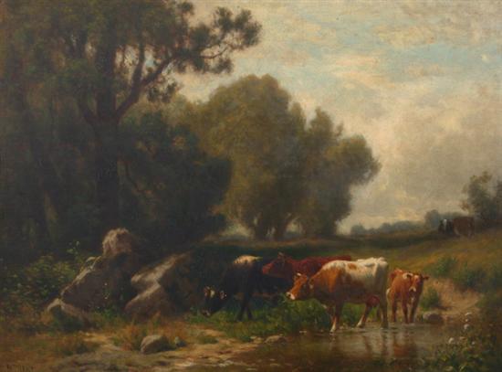 Appraisal: WILLIAM MCDOUGAL HART American - SUMMER LANDSCAPE WITH STREAM AND