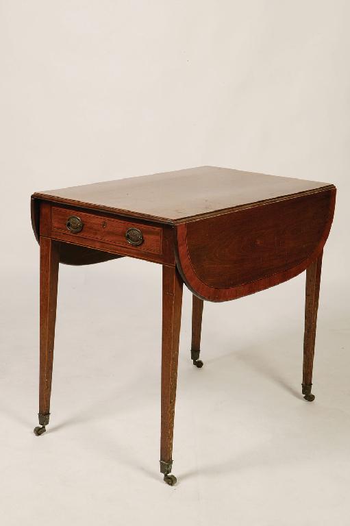 Appraisal: A GEORGE III MAHOGANY AND SATINWOOD CROSSBANDED PEMBROKE TABLE of