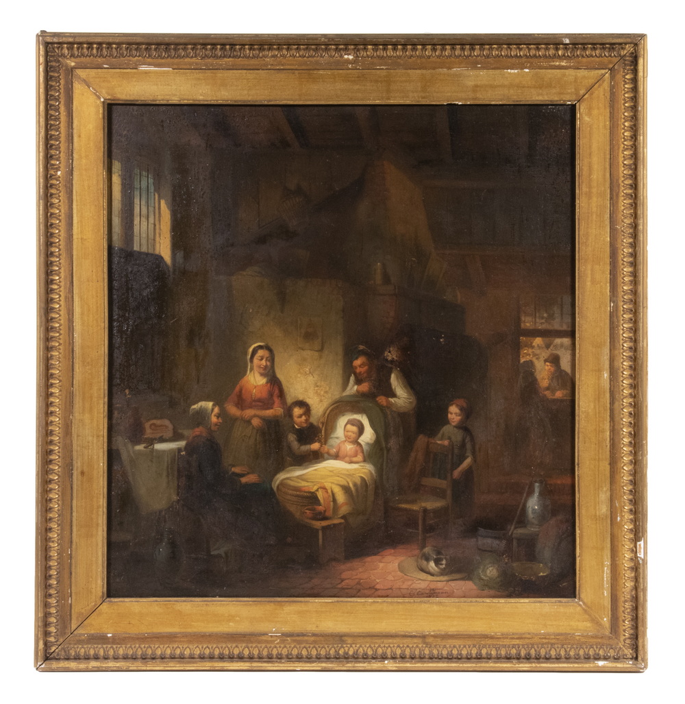 Appraisal: TH C FRENCH GENRE SCENE POSSIBLY CHARLES AUGUSTE CORBINEAU -