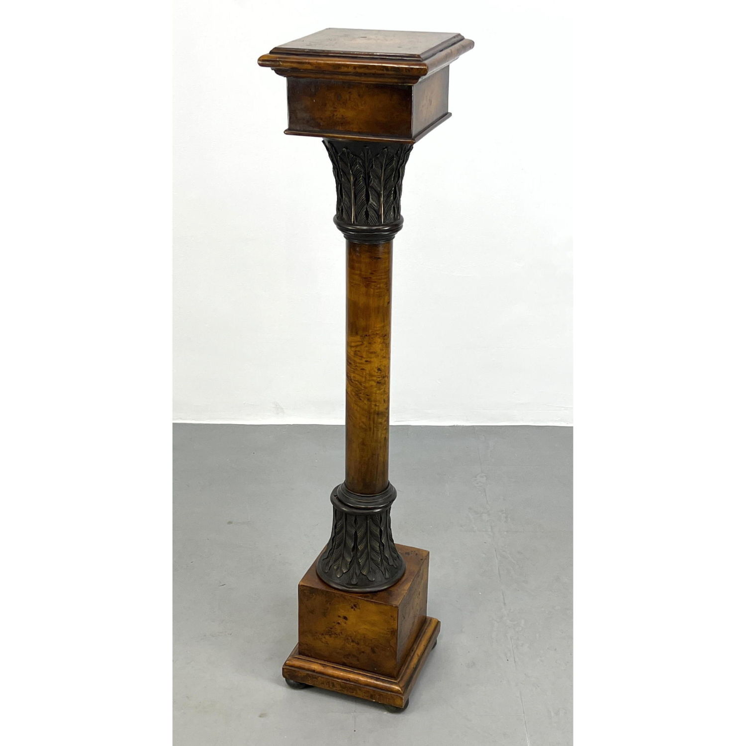 Appraisal: Burl Wood Display Pedestal Dimensions H inches W inches D