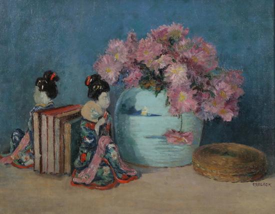 Appraisal: ELEANOR SIMMS BLACK American - STILL LIFE WITH BLUE GINGER