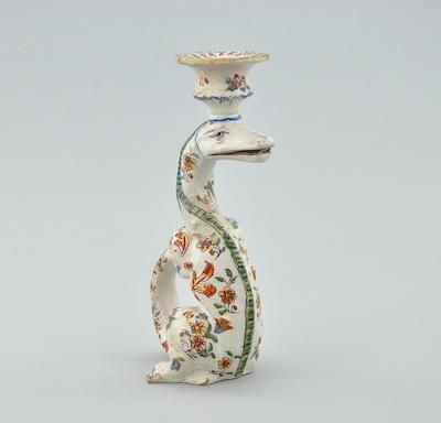 Appraisal: A th Century French Faience Candle Holder In the form