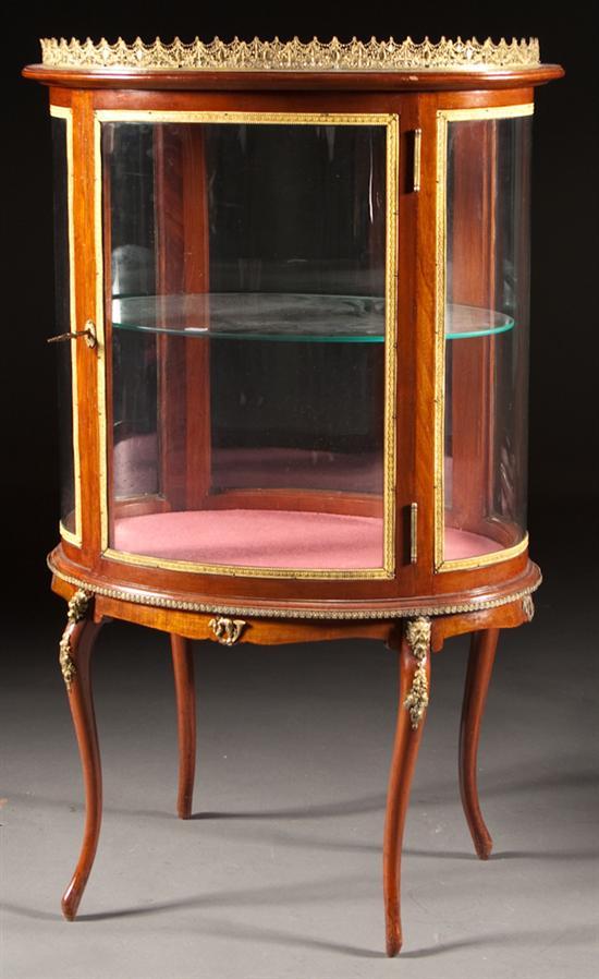 Appraisal: Louis XV style gilt brass-mounted mahogany glass panel vitrine th