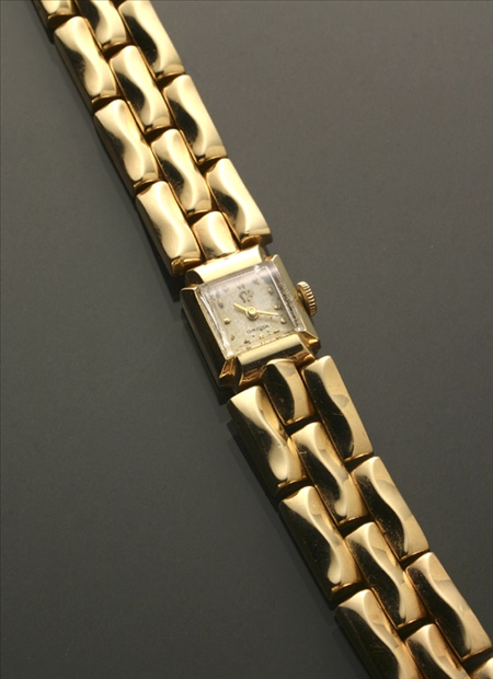 Appraisal: Lady's -Karat Yellow-Gold Wristwatch Omega Swiss Circa Having a square