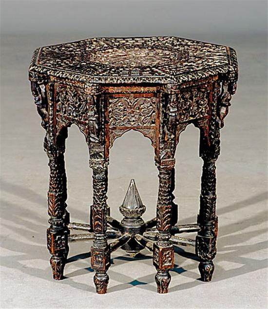 Appraisal: Anglo-Indian carved hardwood side table th centuryoctagonal top with pierced