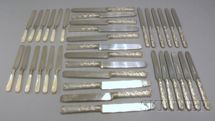 Appraisal: Group of Sterling or Mother-of-Pearl Handled Knives twelve Gorham St