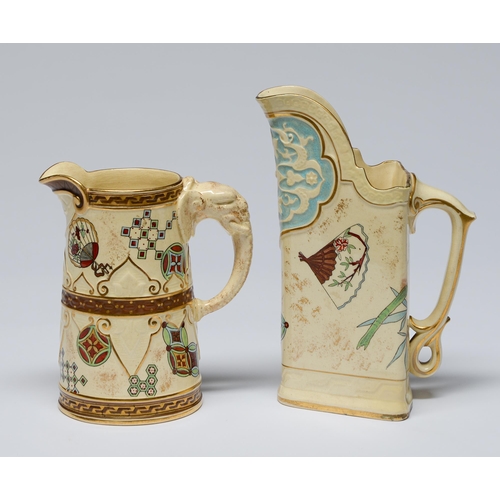 Appraisal: Two Royal Worcester earthenware aesthetic jugs and triangular or elephant