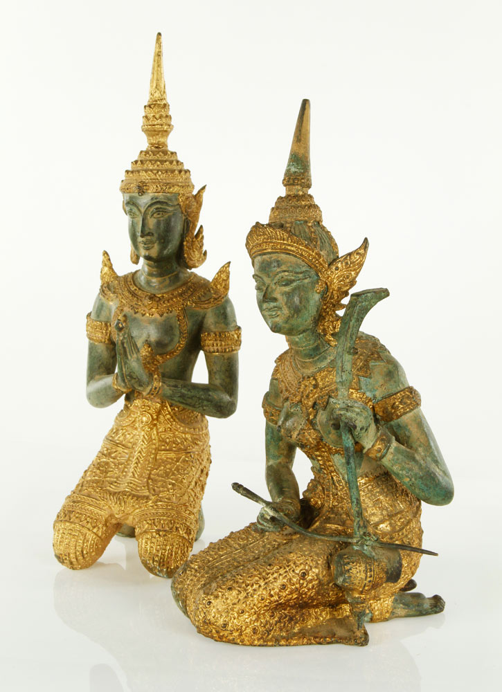 Appraisal: - Pair of Thai Figures Pair of gilt bronze sitting