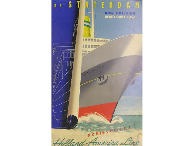 Appraisal: Holland America Line travel poster promoting the S S Statendam