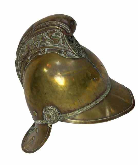 Appraisal: A fireman's brass helmet