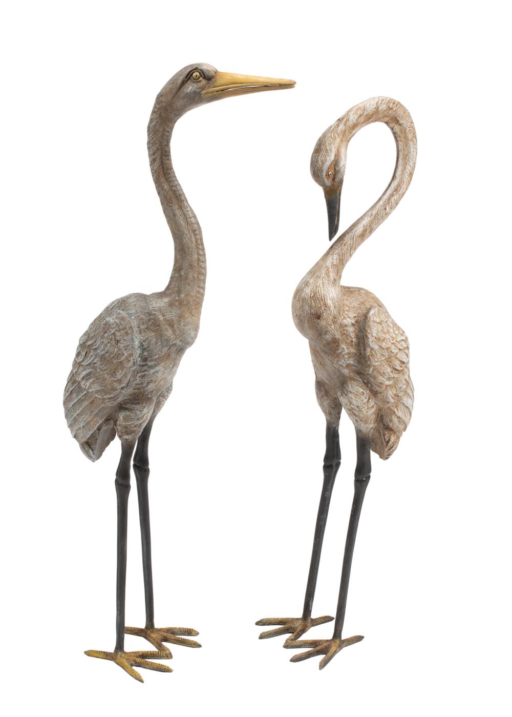 Appraisal: Pair of Large Austrian Cold Painted Bronze Figures of Cranes