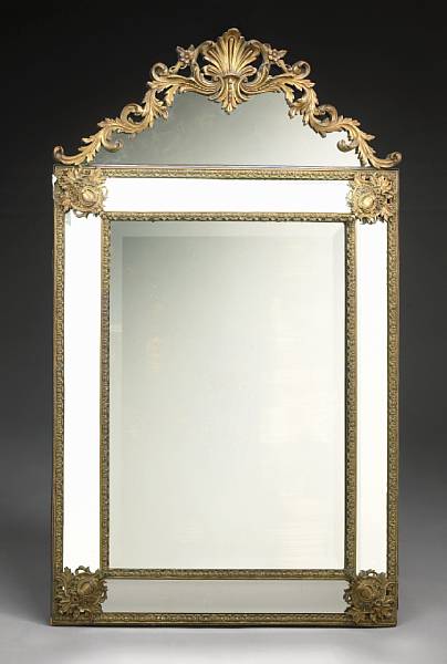 Appraisal: A Franco-Flemish Baroque style bronze mounted and ebonized mirror last