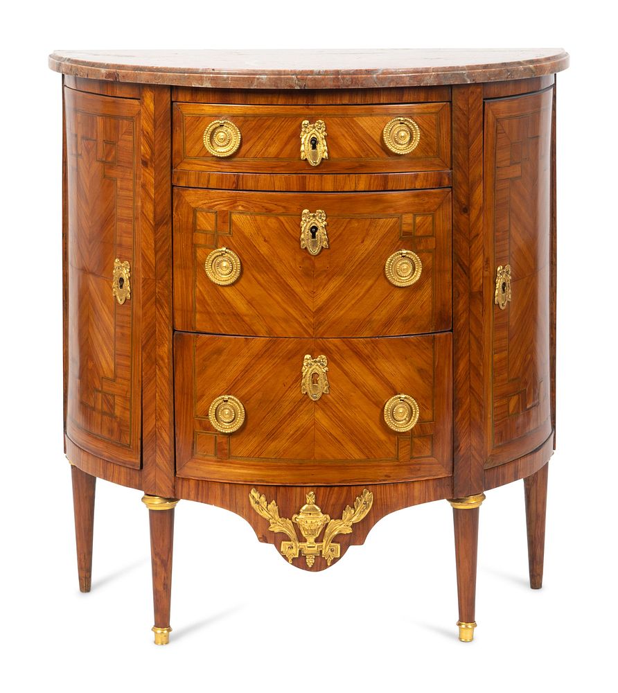 Appraisal: A Louis XVI Gilt-Bronze-Mounted Kingwood Demilune Commode Height x width