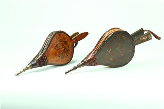 Appraisal: TWO BELLOWS American th century Original stenciled decoration Cornucopia on