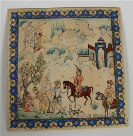 Appraisal: An early th century Persian School painted ivory miniature Possibly