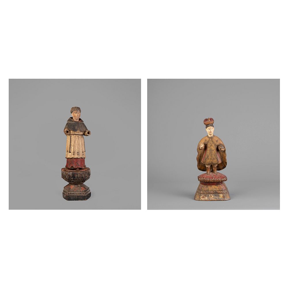 Appraisal: Spanish Colonial Philippines Two Saint Figures th Century Spanish Colonial