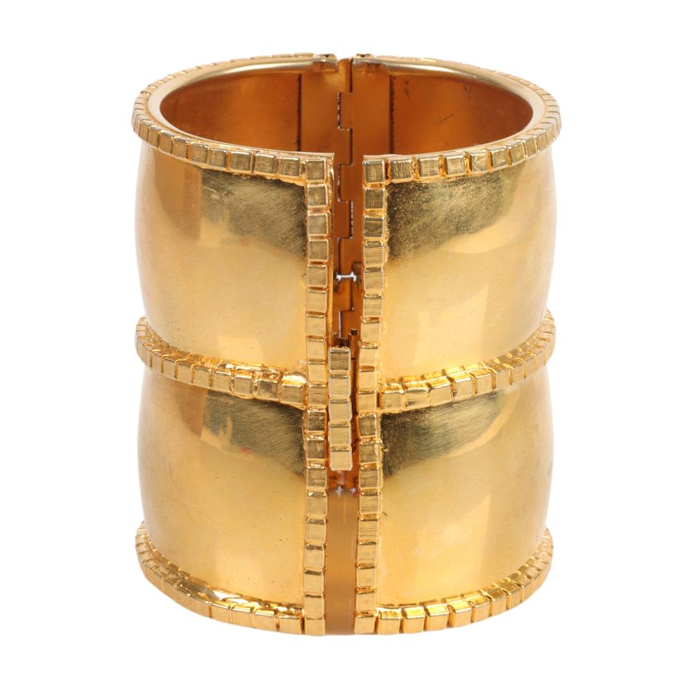 Appraisal: WILLIAM DELILLO MASSIVE GOLD TONE DOUBLE CUFF BRACELET WITH LINKED