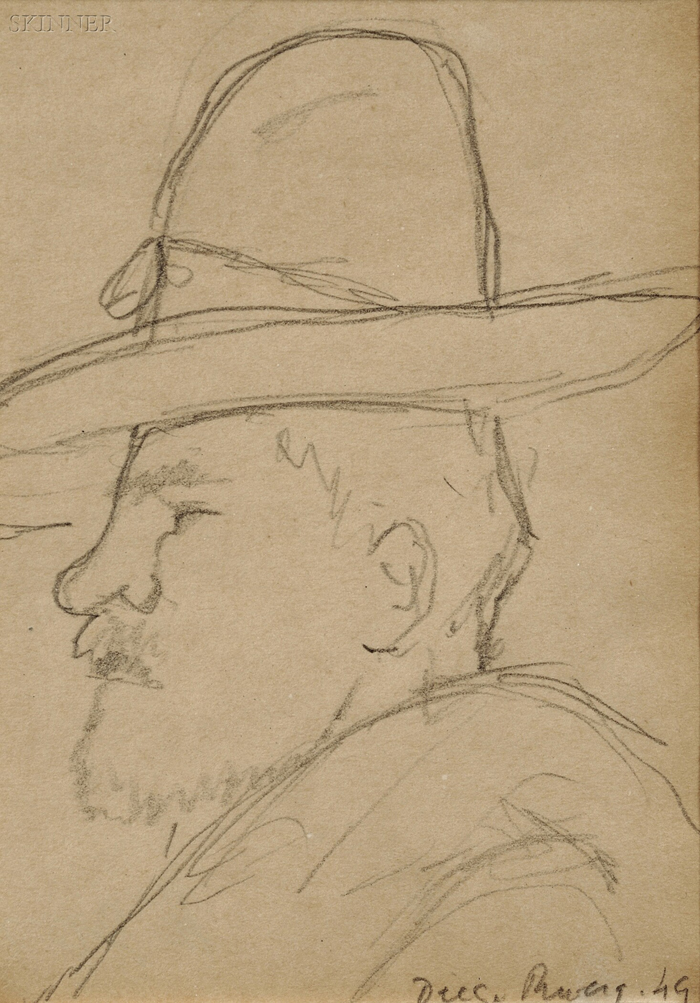 Appraisal: Diego Rivera Mexican - Portrait of a Man in Profile