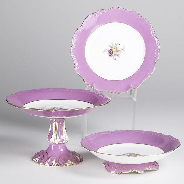 Appraisal: OLD PARIS Dessert set includes two matched cake stands with