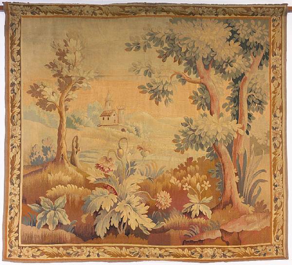 Appraisal: A Flemish Baroque style verdure tapestry th century The rolling